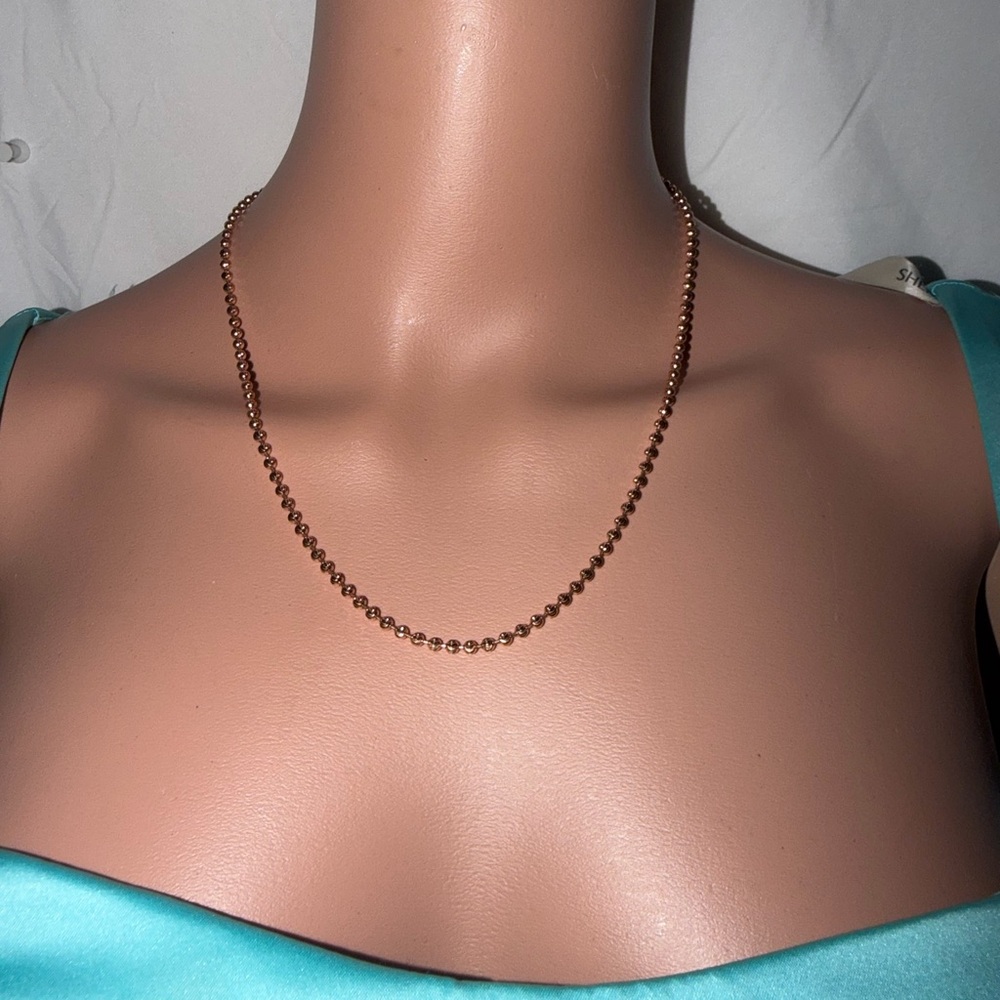 Solid 14k Rose Gold Beaded Necklace 20”